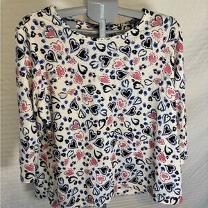 Allison Daley Heart Print Top - Pink, Blue, Black Embellished